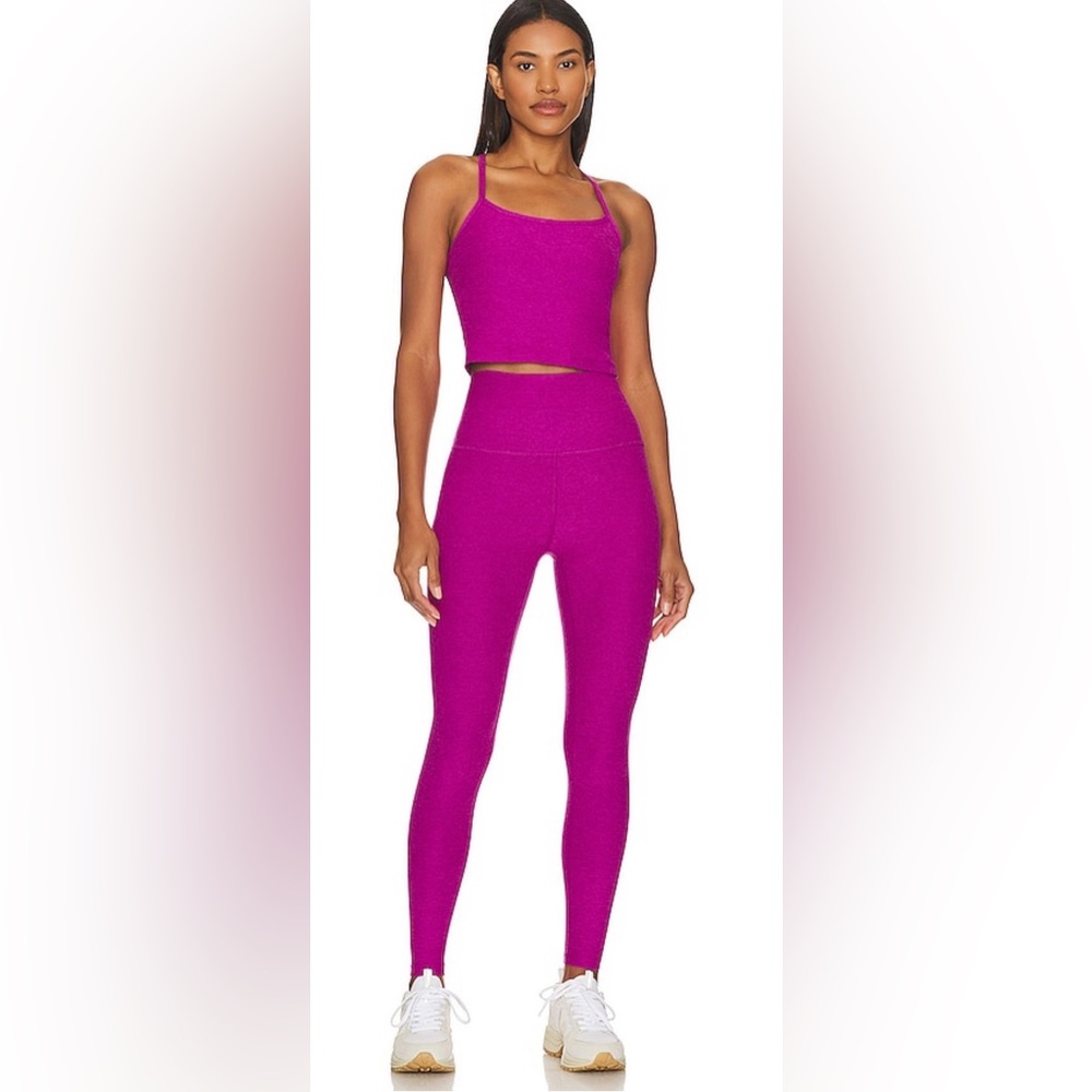 Beyond Yoga Midi High Waisted Legging and Slim Racerback Cropped Tank